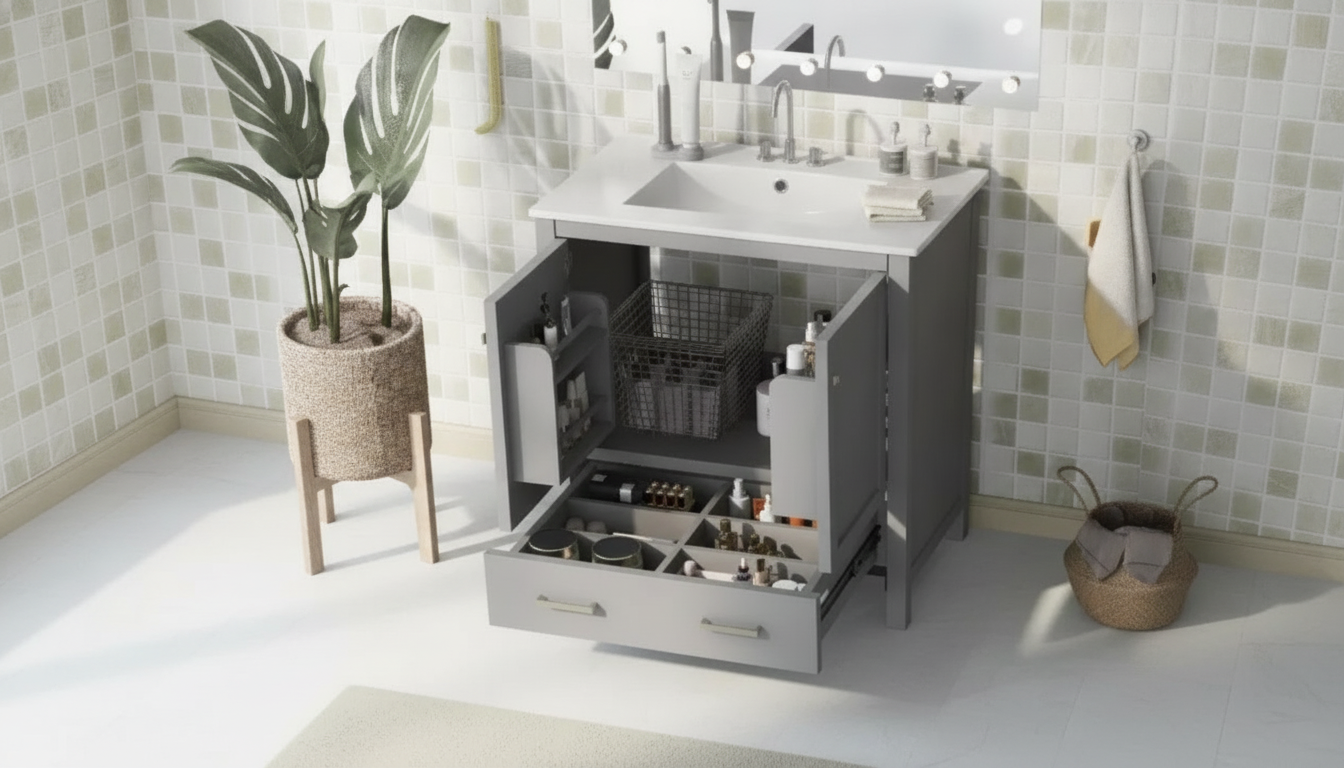 30-Inch Vanity with Ceramic Basin: Storage That Fits